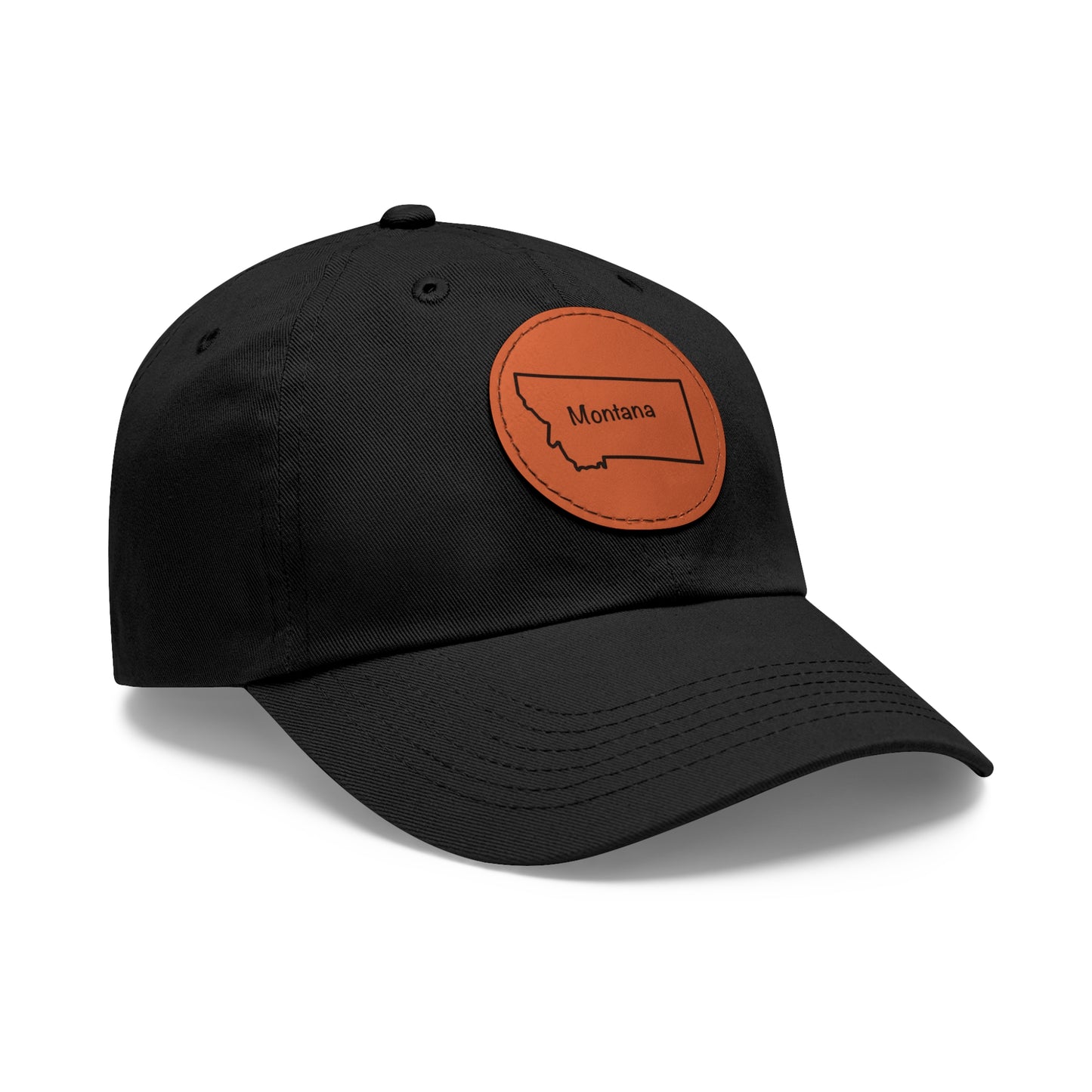 Montana Dad Hat with Round Leather Patch - Classic State Outline Design - Show Your Montana Pride!