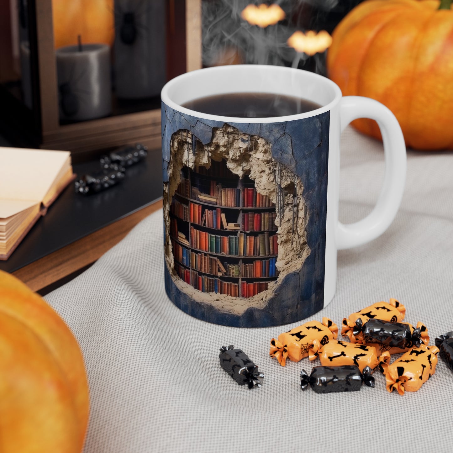 3D Bookshelf Mug - Cool Birthday Christmas Gifts for Him Her -  White Ceramic Mug 11oz