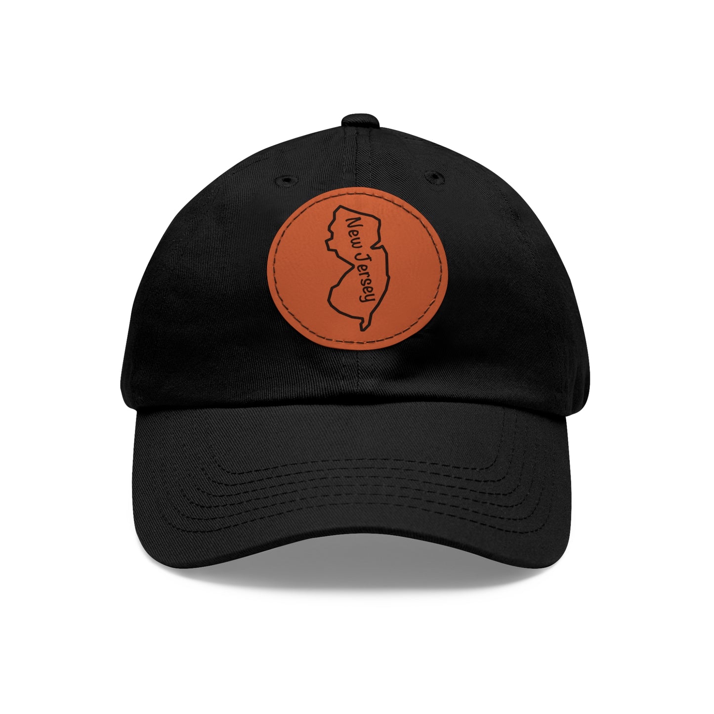 New Jersey Dad Hat with Round Leather Patch - Classic State Outline Design - Show Your New Jersey Pride!