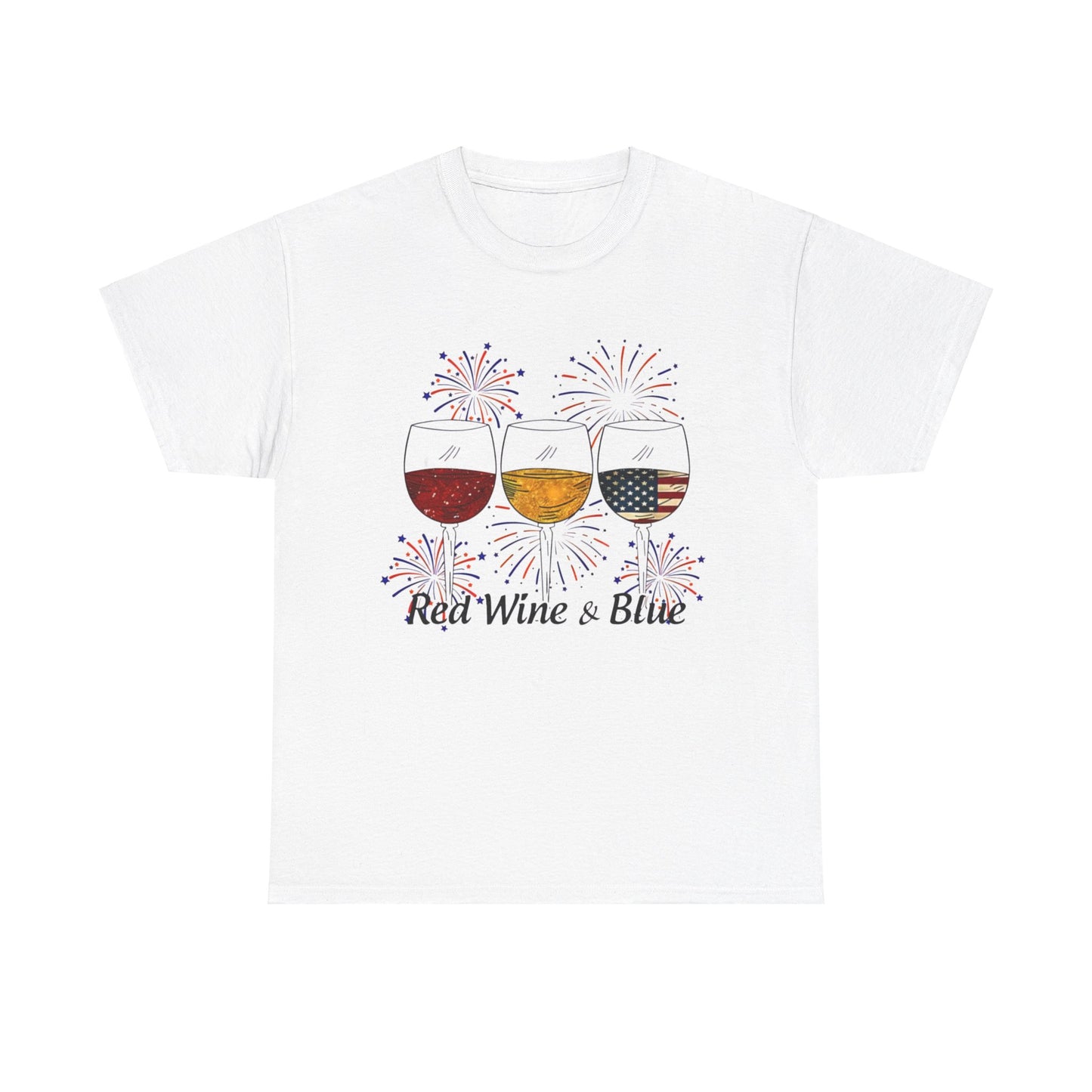 Red Wine & Blue 4th of July Red White Blue Wine Glasses T-Shirt