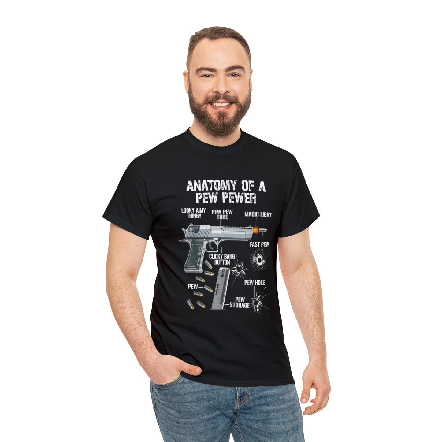 Anatomy of a Pew Pewer Firearm Breakdown Patriotic T-Shirt