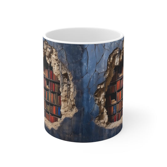3D Bookshelf Mug - Cool Birthday Christmas Gifts for Him Her -  White Ceramic Mug 11oz