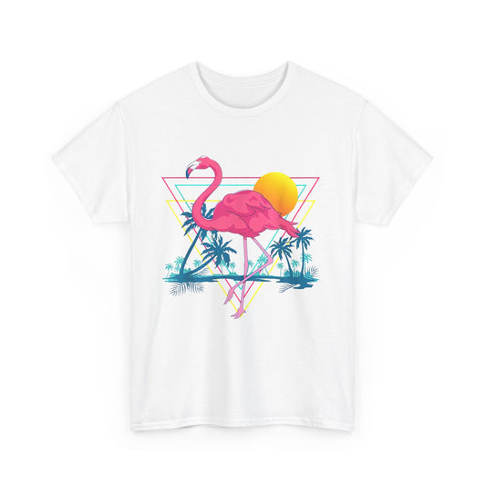 Pink Flamingo Beach Summer Vibes Palm Trees Tropical Summer T-Shirt