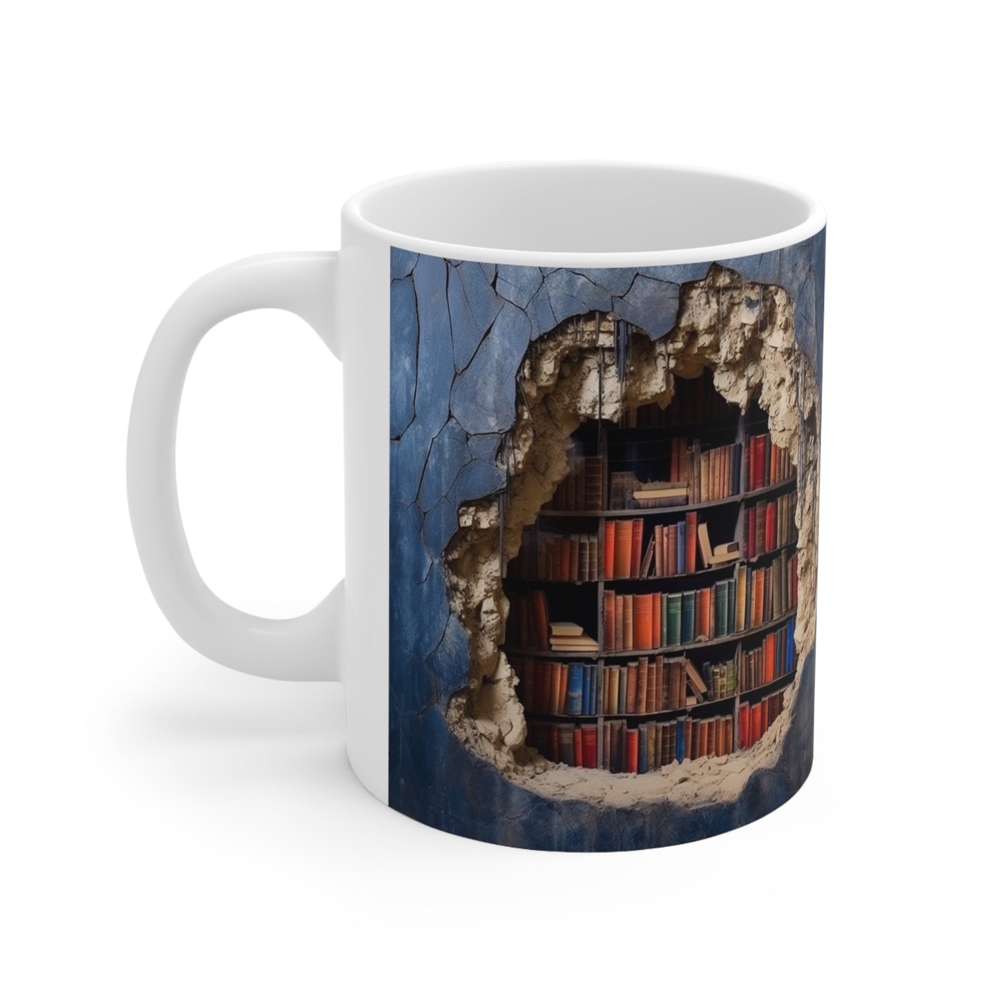 3D Bookshelf Mug - Cool Birthday Christmas Gifts for Him Her -  White Ceramic Mug 11oz