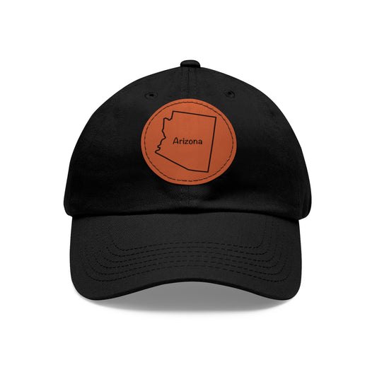 Arizona Dad Hat with Round Leather Patch - Classic State Outline Design - Show Your Arizona Pride!