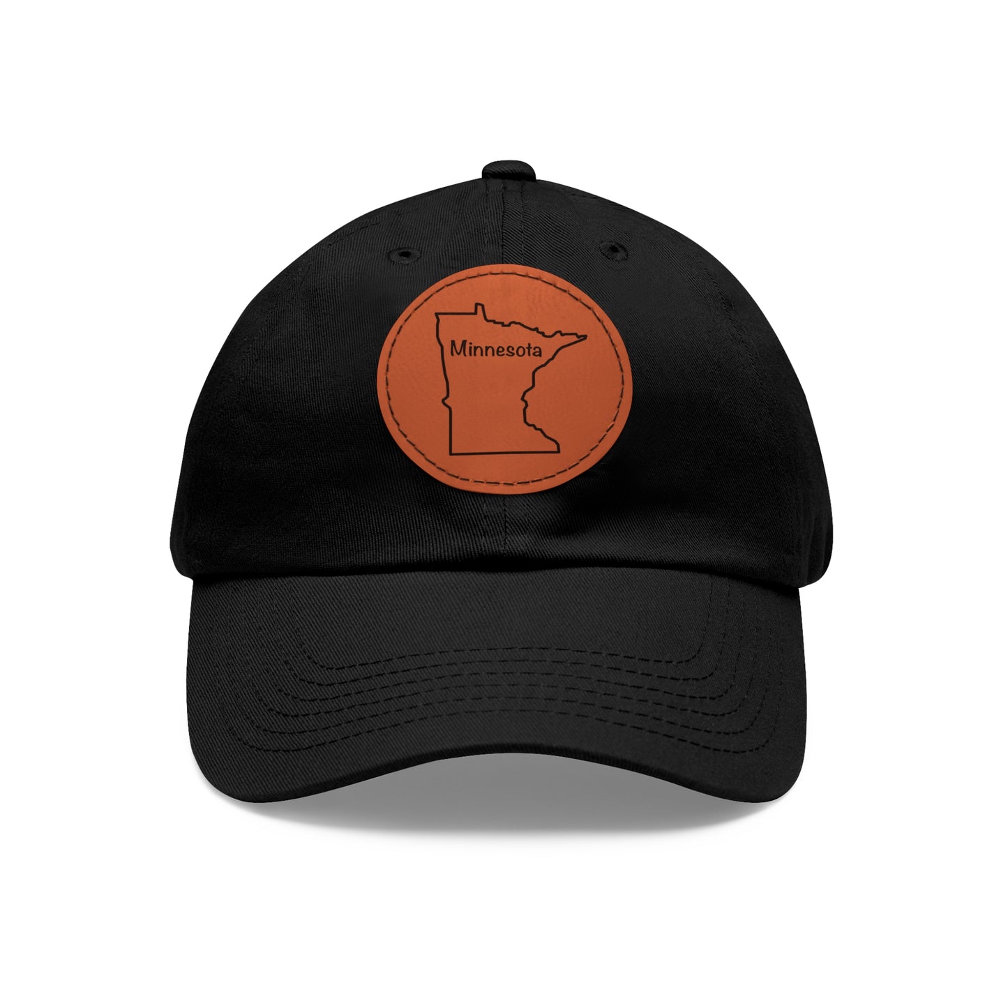 Minnesota Dad Hat with Round Leather Patch - Classic State Outline Design - Show Your Minnesota Pride!