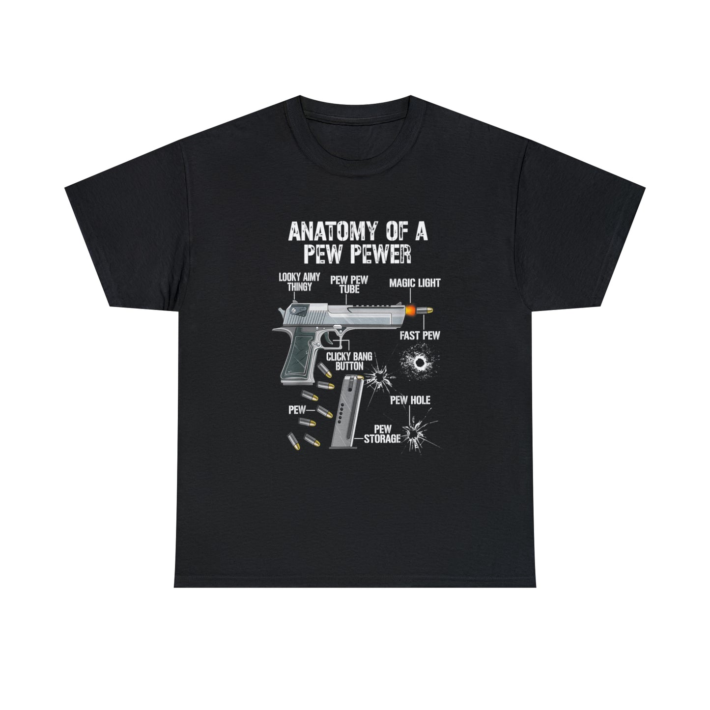 Anatomy of a Pew Pewer Firearm Breakdown Patriotic T-Shirt