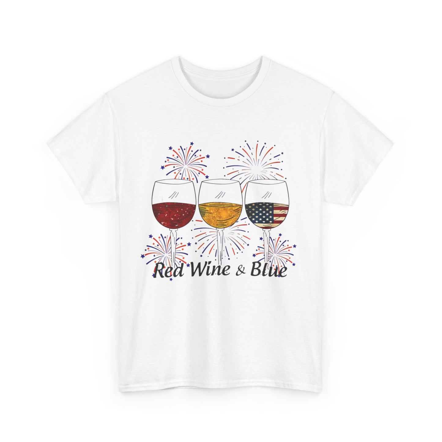 Red Wine & Blue 4th of July Red White Blue Wine Glasses T-Shirt