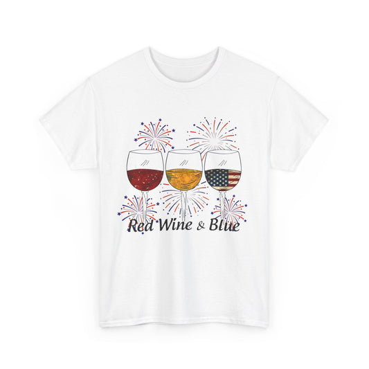 Red Wine & Blue 4th of July Red White Blue Wine Glasses T-Shirt