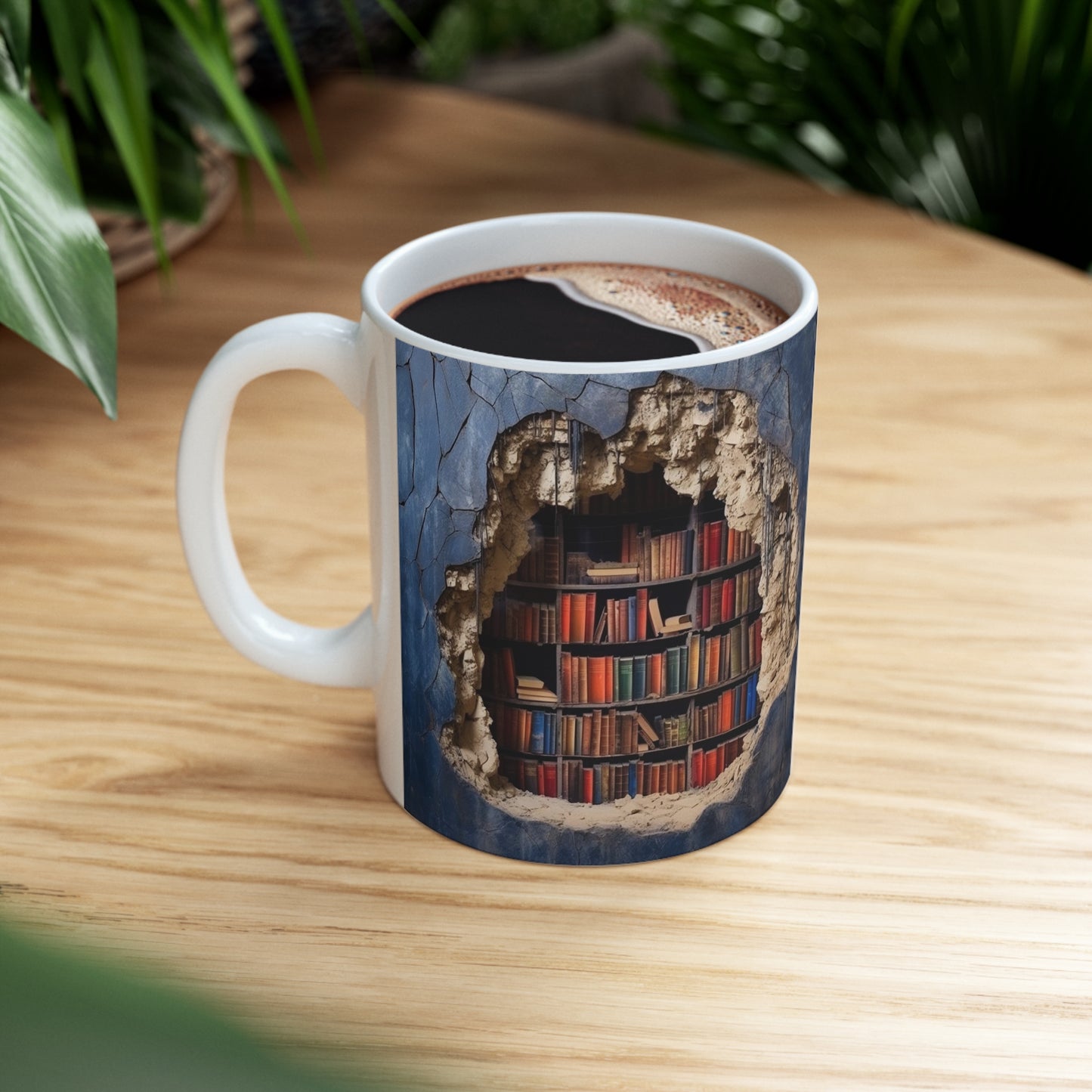 3D Bookshelf Mug - Cool Birthday Christmas Gifts for Him Her -  White Ceramic Mug 11oz