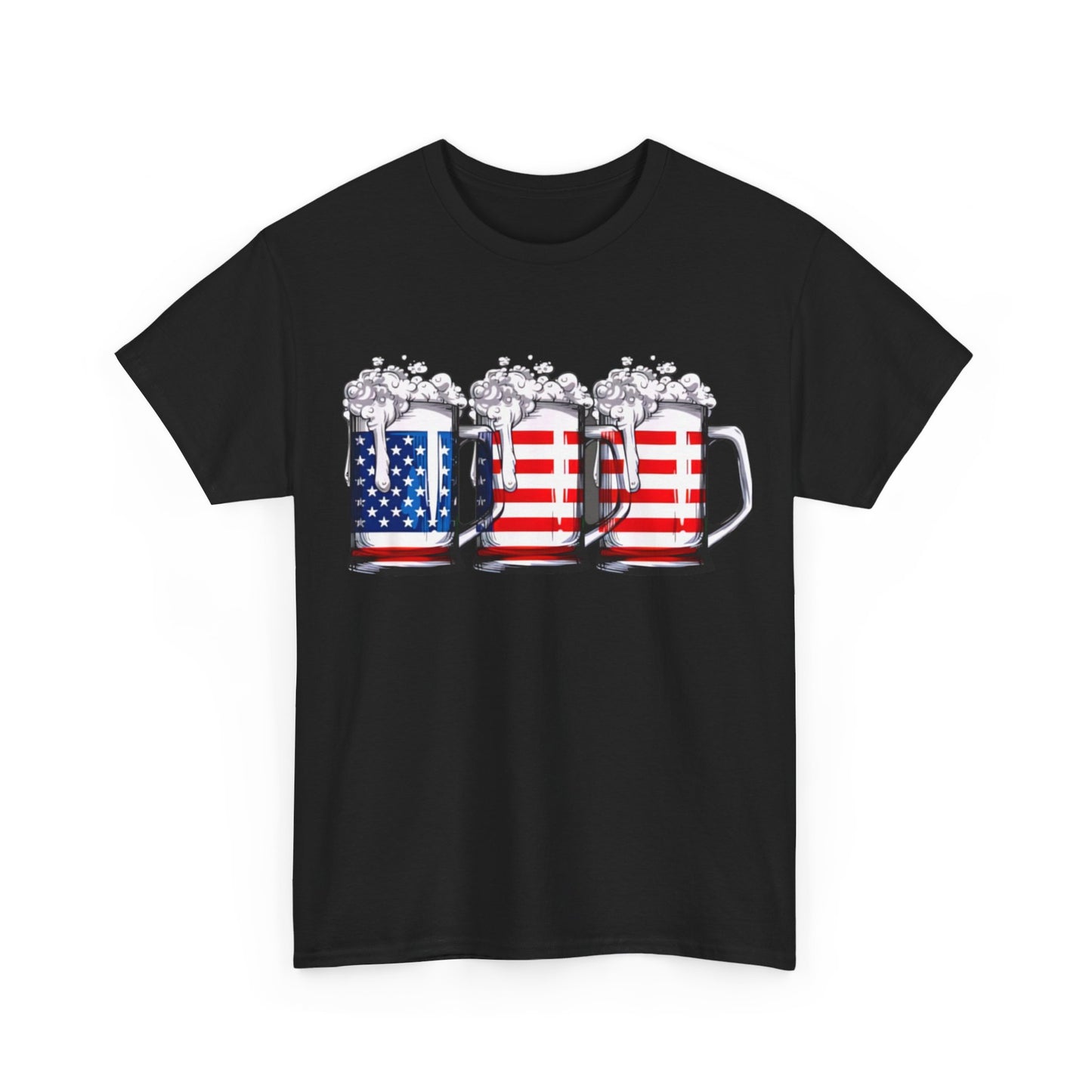 Beer American Flag 4th of July Men Women Merica Drinking USA T-Shirt