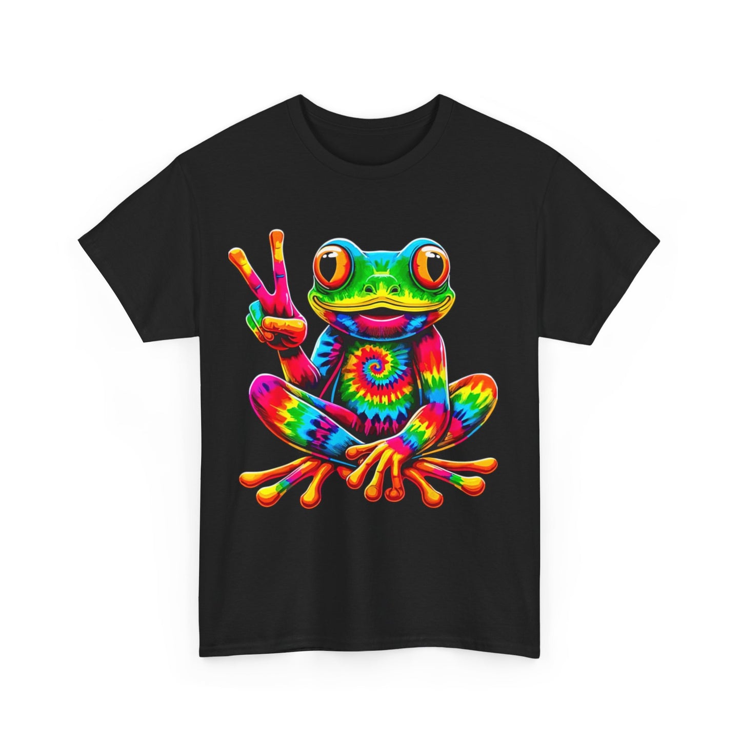 Tie-Dye Cool Frog Peace Sign Hippie T-Shirt