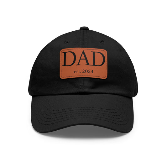 Dad Hat with Leather Patch - 'Dad Est. 2024' Design - Perfect Gift for New Dads