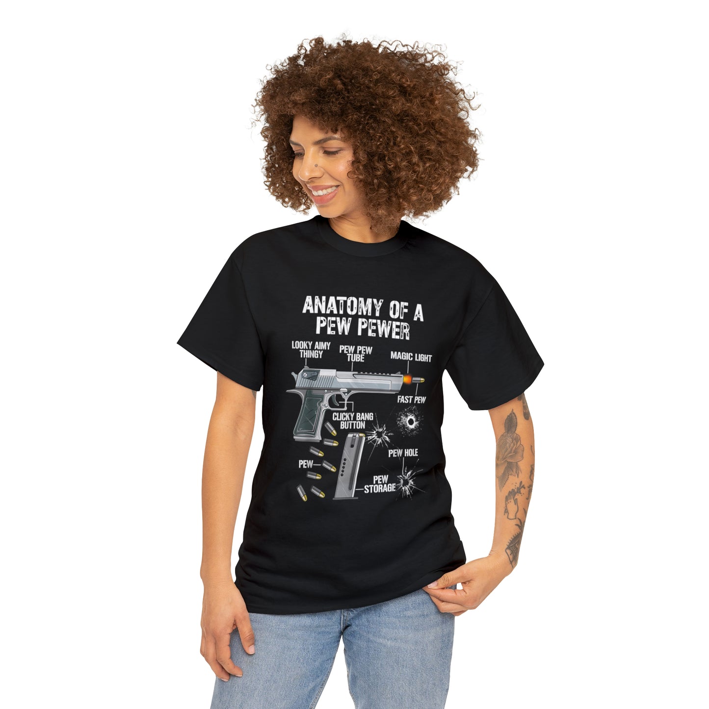 Anatomy of a Pew Pewer Firearm Breakdown Patriotic T-Shirt