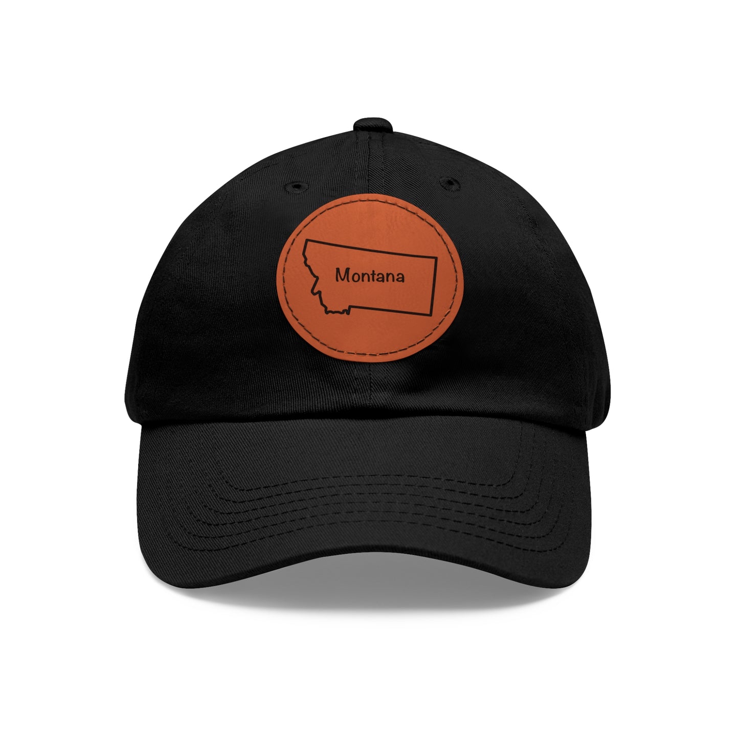 Montana Dad Hat with Round Leather Patch - Classic State Outline Design - Show Your Montana Pride!