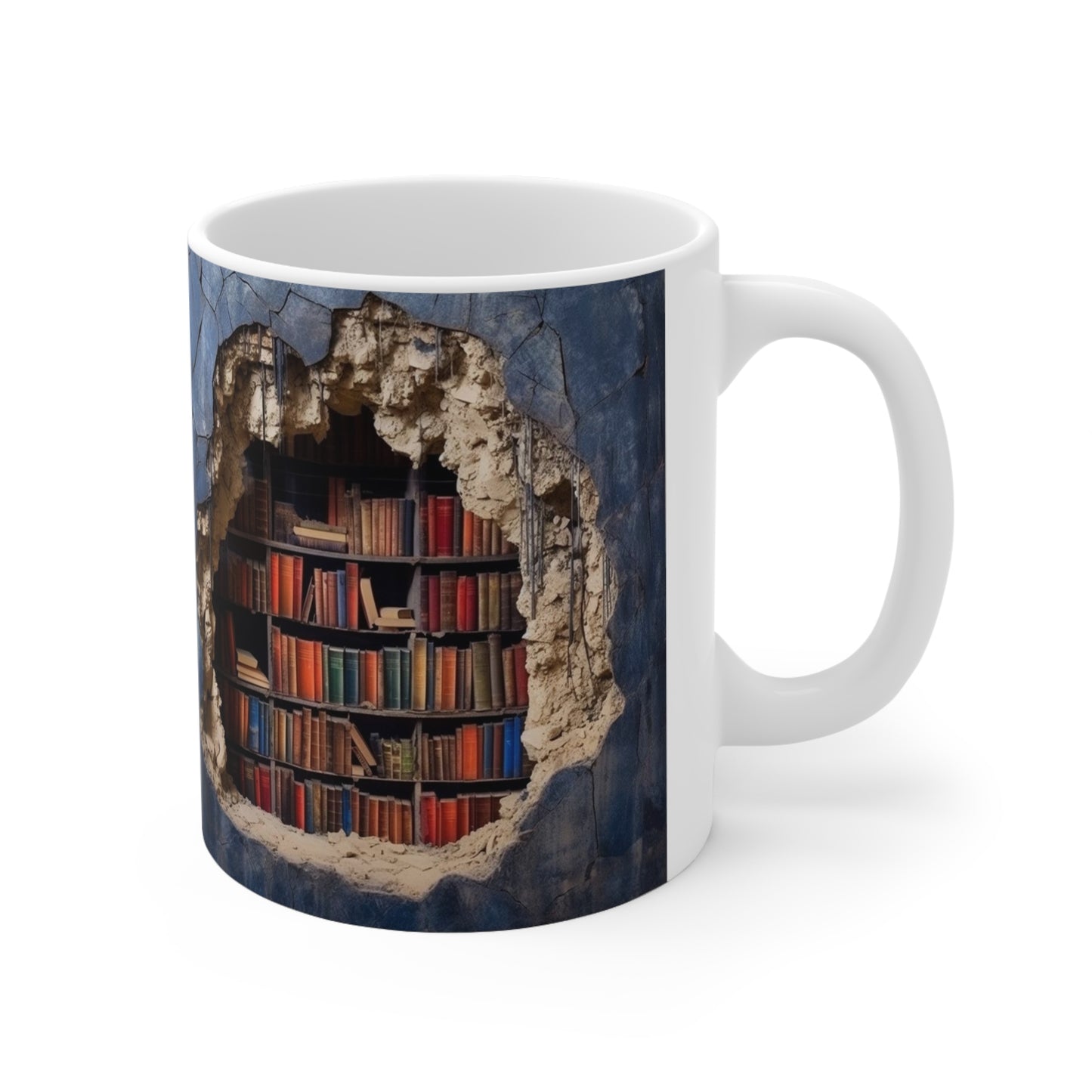 3D Bookshelf Mug - Cool Birthday Christmas Gifts for Him Her -  White Ceramic Mug 11oz