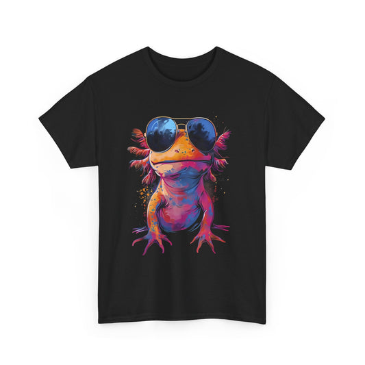 Vintage Colorful Axolotl Art With Sunglass - Cool Axolotl T-Shirt