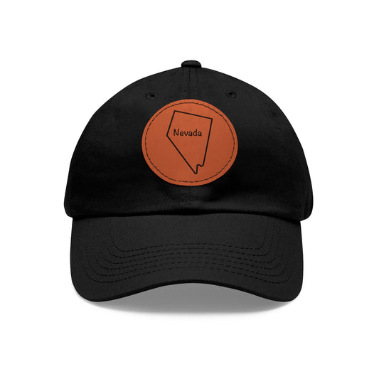 Nevada Dad Hat with Round Leather Patch - Classic State Outline Design - Show Your Nevada Pride!