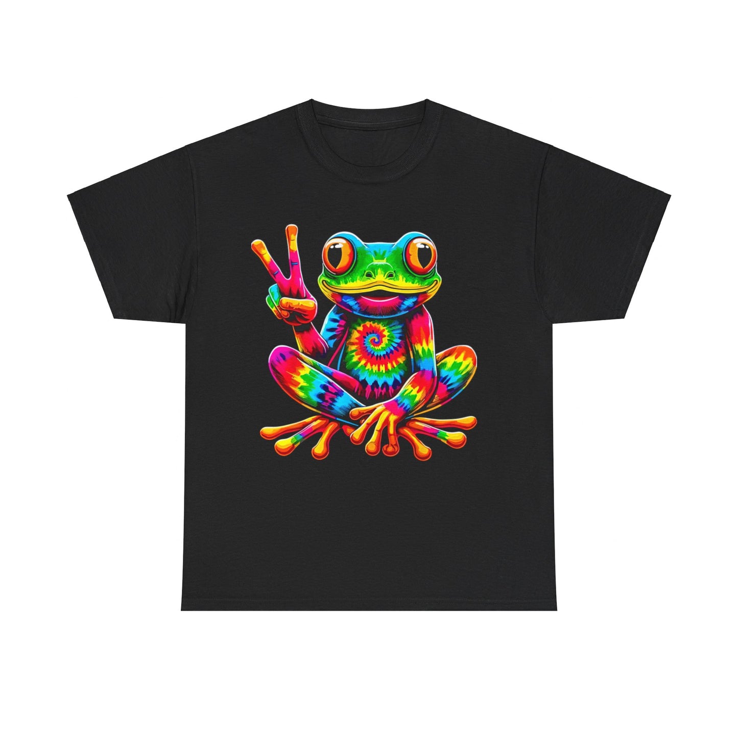 Tie-Dye Cool Frog Peace Sign Hippie T-Shirt